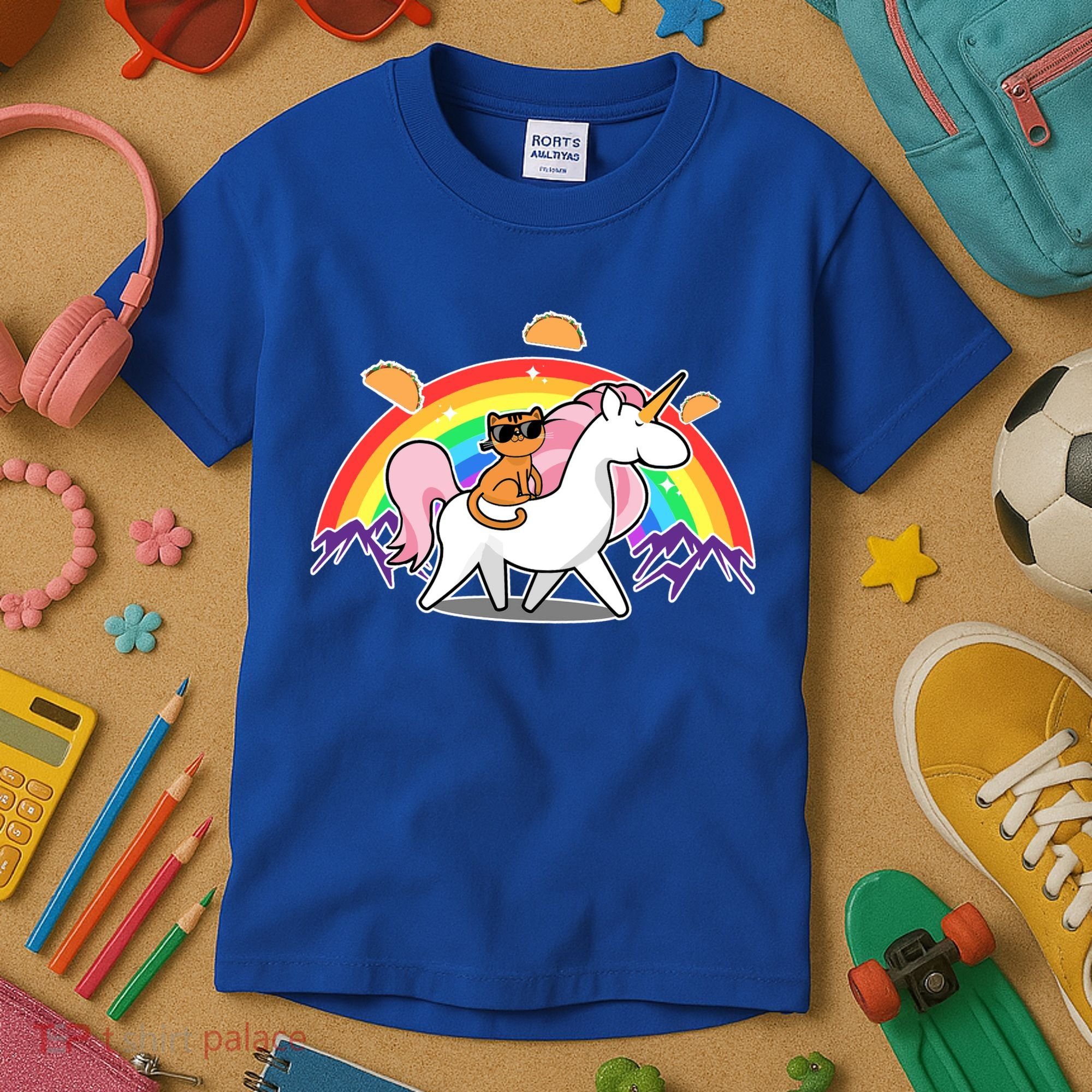 Magical Adventure Tacos Cat Unicorn Rainbow Kids T-Shirt