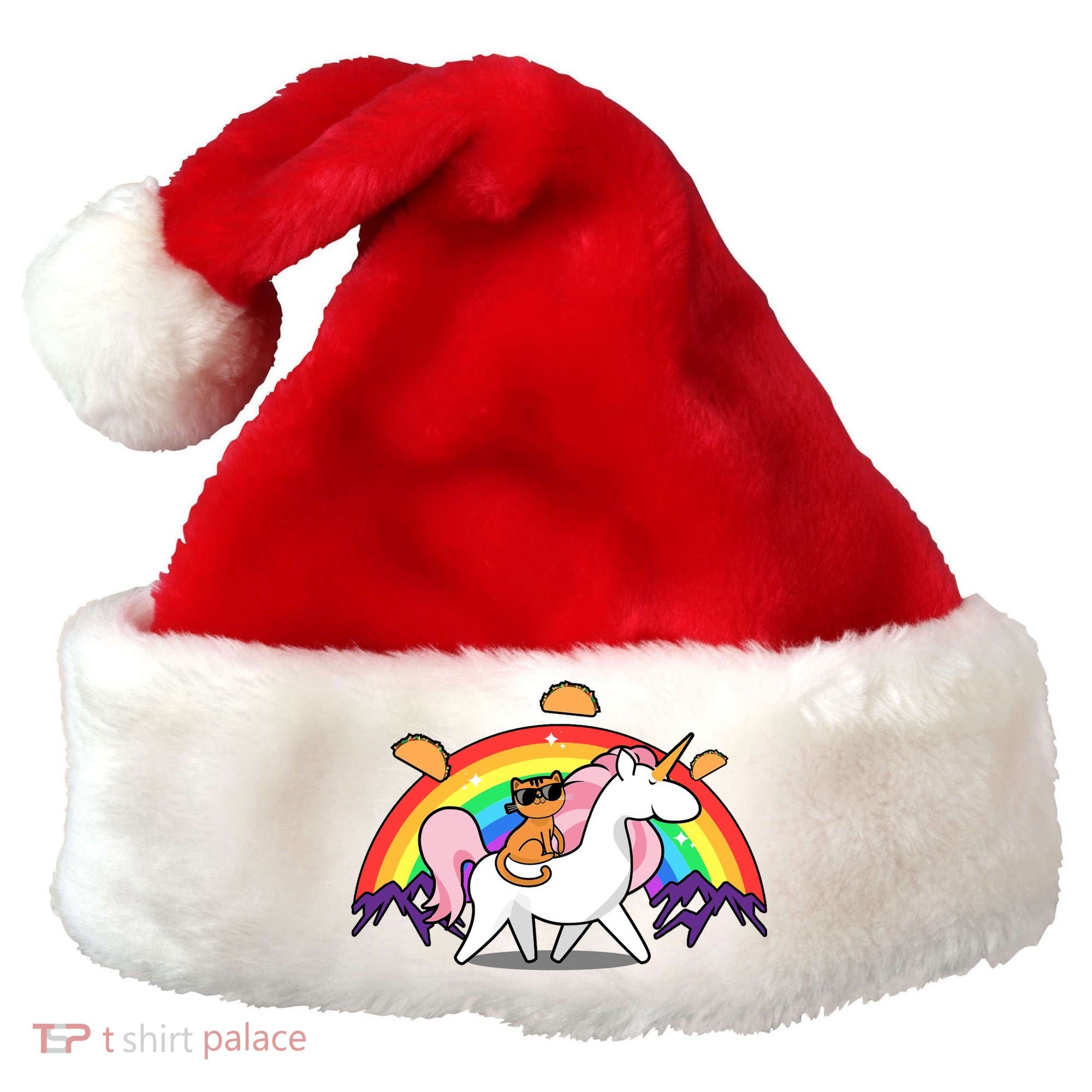 Magical Adventure Tacos Cat Unicorn Rainbow Santa Hat