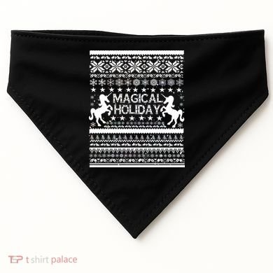 Magical Holiday Unicorn Ugly Christmas Sweater USA-Made Doggie Bandana