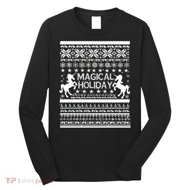 Magical Holiday Unicorn Ugly Christmas Sweater Long Sleeve Shirt