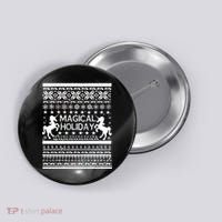 Magical Holiday Unicorn Ugly Christmas Sweater Button thumb 0
