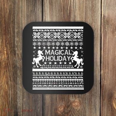 Magical Holiday Unicorn Ugly Christmas Sweater Coaster