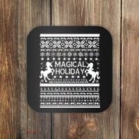 Magical Holiday Unicorn Ugly Christmas Sweater Coaster thumb 0