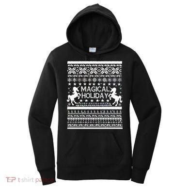 Magical Holiday Unicorn Ugly Christmas Sweater Women's Hoodie