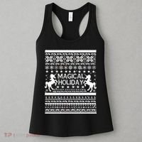 Magical Holiday Unicorn Ugly Christmas Sweater Women's Tank Top thumb 3