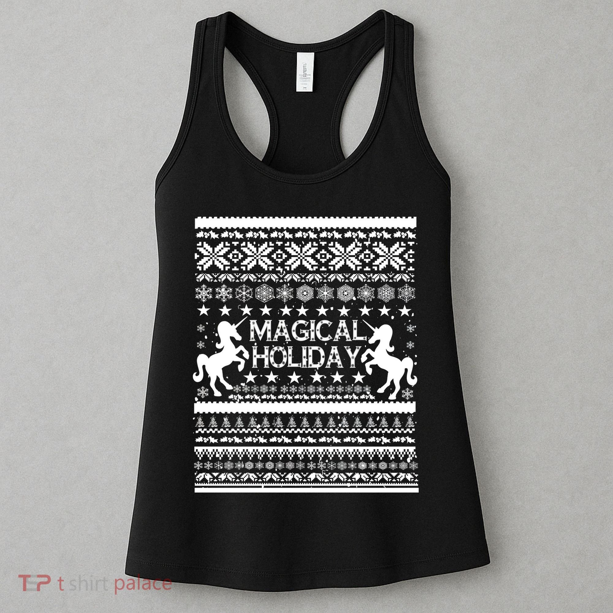 Magical Holiday Unicorn Ugly Christmas Sweater Women's Tank Top