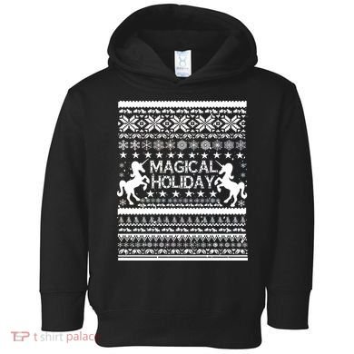 Magical Holiday Unicorn Ugly Christmas Sweater Toddler Hoodie