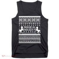 Magical Holiday Unicorn Ugly Christmas Sweater Tank Top thumb 0