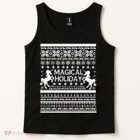 Magical Holiday Unicorn Ugly Christmas Sweater Tank Top thumb 2