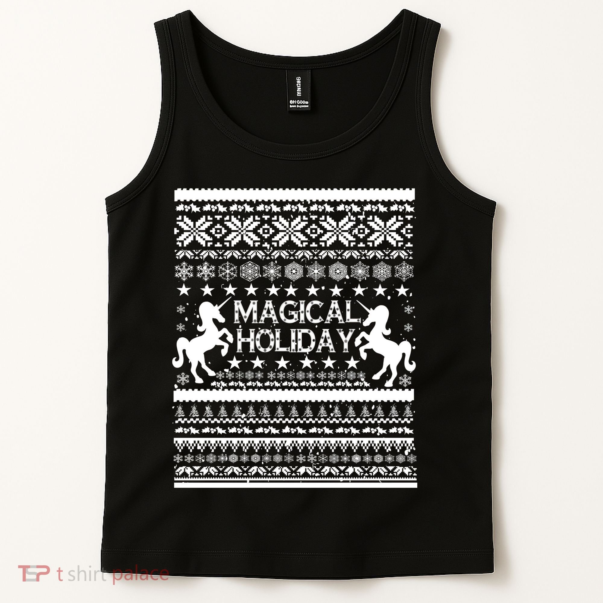Magical Holiday Unicorn Ugly Christmas Sweater Tank Top