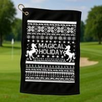 Magical Holiday Unicorn Ugly Christmas Sweater Golf Towel thumb 1