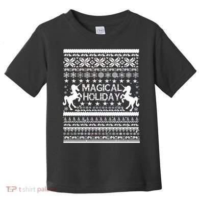 Magical Holiday Unicorn Ugly Christmas Sweater Toddler T-Shirt