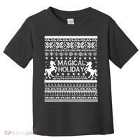 Magical Holiday Unicorn Ugly Christmas Sweater Toddler T-Shirt thumb 0