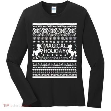 Magical Holiday Unicorn Ugly Christmas Sweater Women's Long Sleeve Shirt