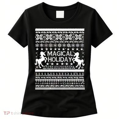 Magical Holiday Unicorn Ugly Christmas Sweater Women's T-Shirt