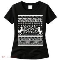 Magical Holiday Unicorn Ugly Christmas Sweater Women's T-Shirt thumb 0