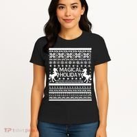 Magical Holiday Unicorn Ugly Christmas Sweater Women's T-Shirt thumb 4