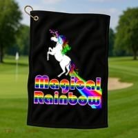 Magical Rainbow Unicorn Golf Towel thumb 1
