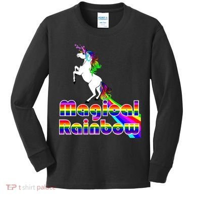 Magical Rainbow Unicorn Kids Long Sleeve Shirt