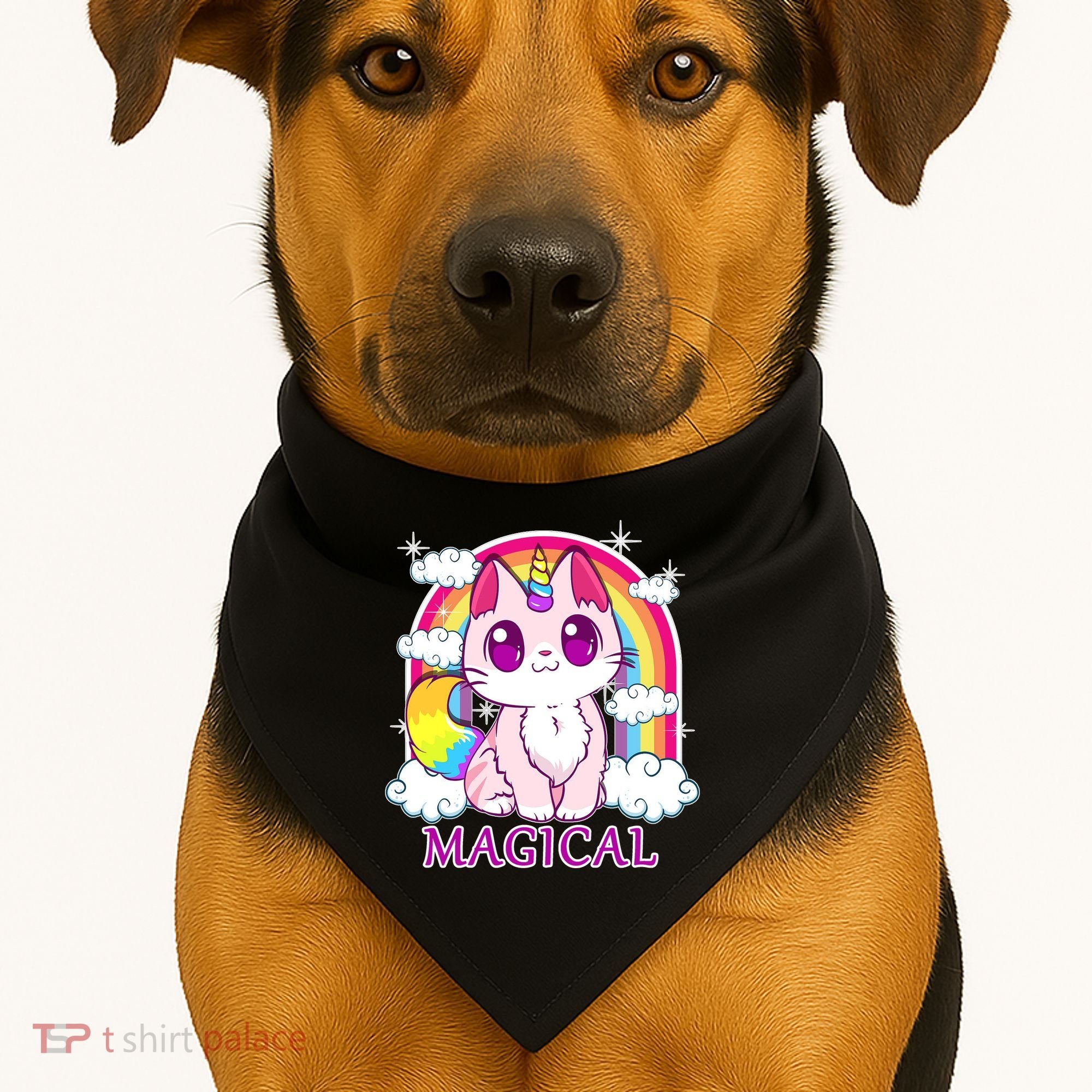Magical Rainbow Unicorn Kitty USA-Made Doggie Bandana