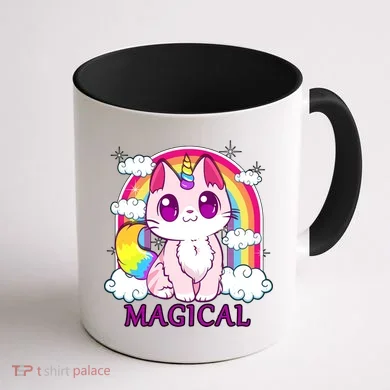 Magical Rainbow Unicorn Kitty Coffee Mug back