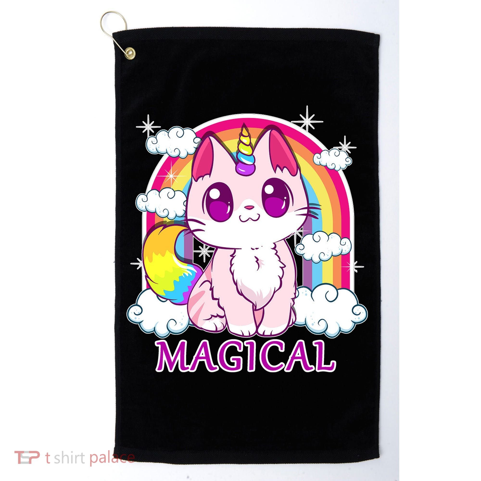 Magical Rainbow Unicorn Kitty Golf Towel