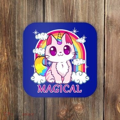 Magical Rainbow Unicorn Kitty Coaster