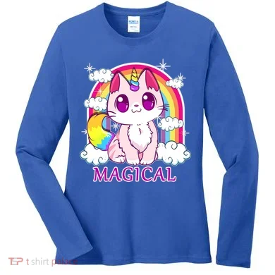 Magical Rainbow Unicorn Kitty Women's Long Sleeve Shirt