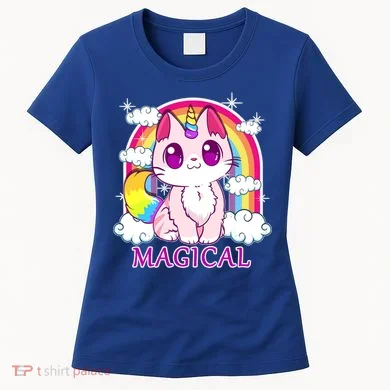 Magical Rainbow Unicorn Kitty Women's T-Shirt