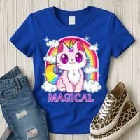 Magical Rainbow Unicorn Kitty Women's T-Shirt thumb 3