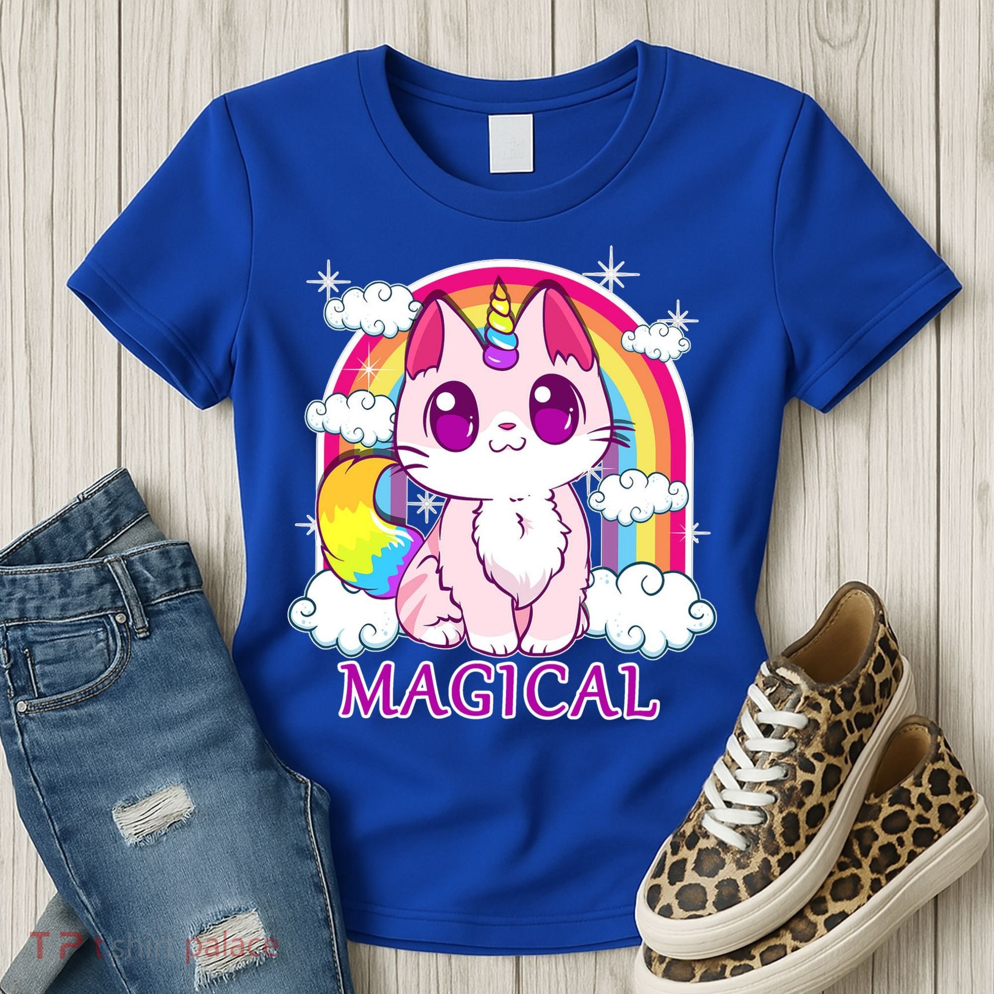 Magical Rainbow Unicorn Kitty Women's T-Shirt
