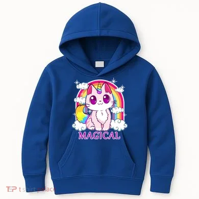 Magical Rainbow Unicorn Kitty Kids Hoodie