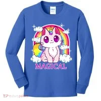 Magical Rainbow Unicorn Kitty Kids Long Sleeve Shirt thumb 0