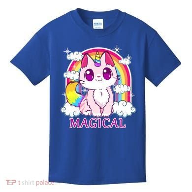 Magical Rainbow Unicorn Kitty Kids T-Shirt