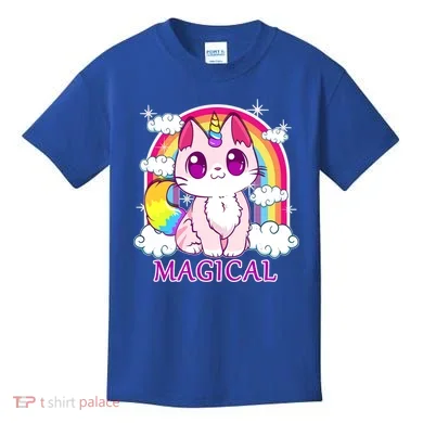 Magical Rainbow Unicorn Kitty Kids T-Shirt