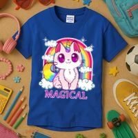 Magical Rainbow Unicorn Kitty Kids T-Shirt thumb 3