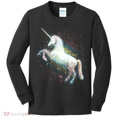 Magical Space Unicorn Kids Long Sleeve Shirt