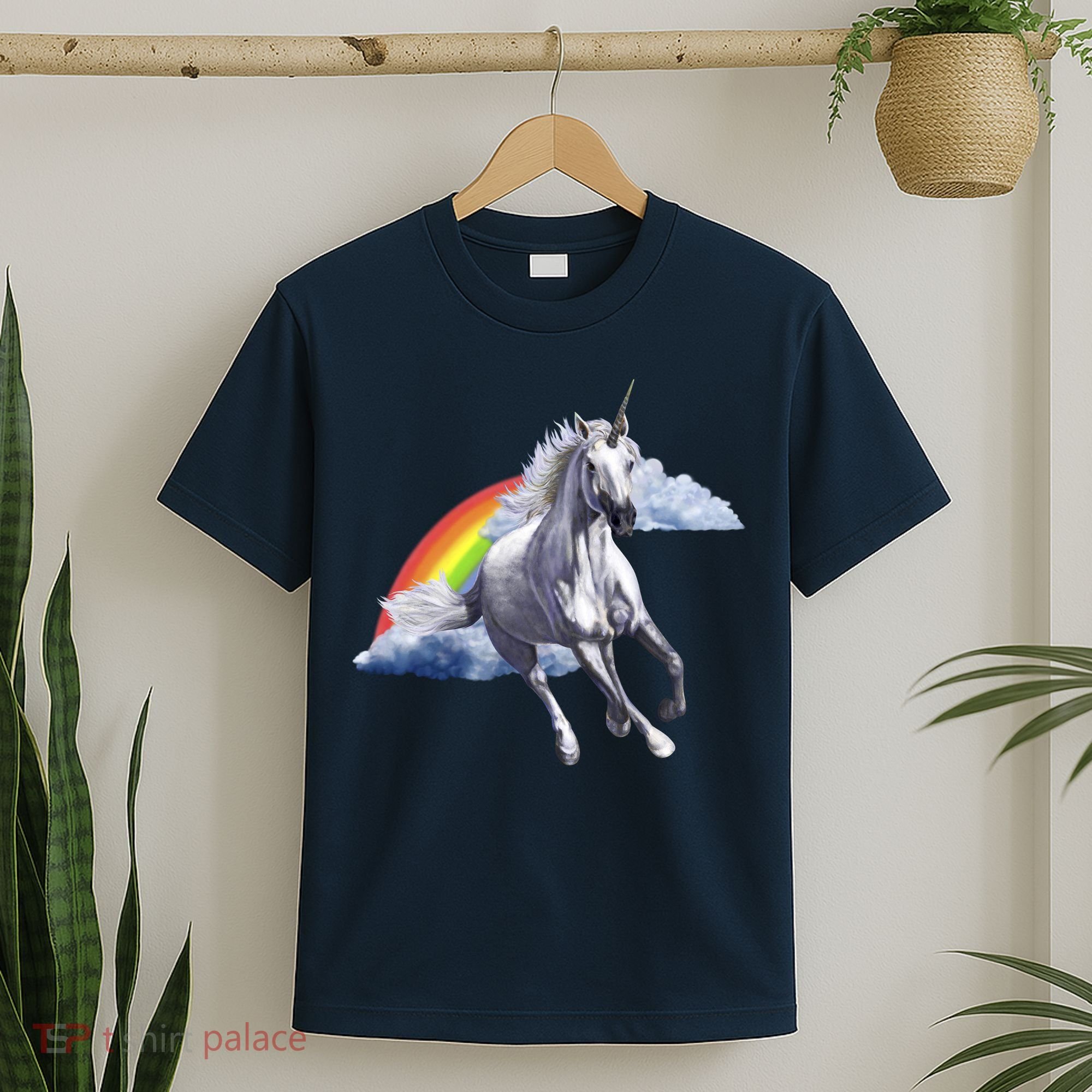 Magical Unicorn Horse Over Rainbow T-Shirt