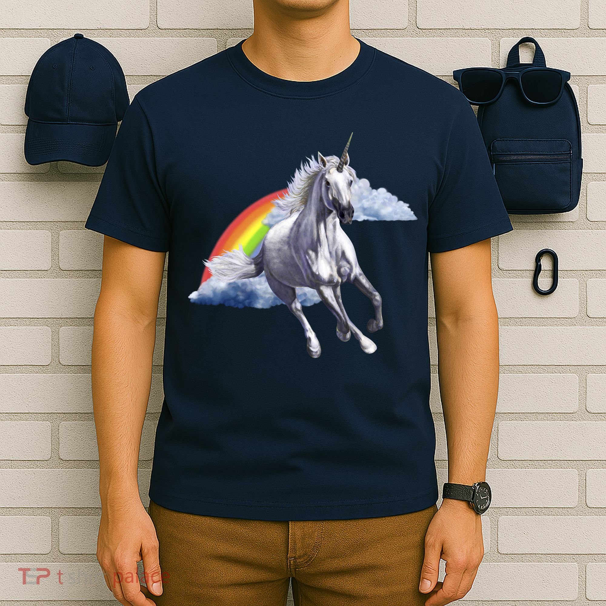 Magical Unicorn Horse Over Rainbow T-Shirt