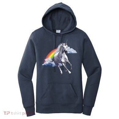 Magical Unicorn Horse Over Rainbow Women's Hoodie