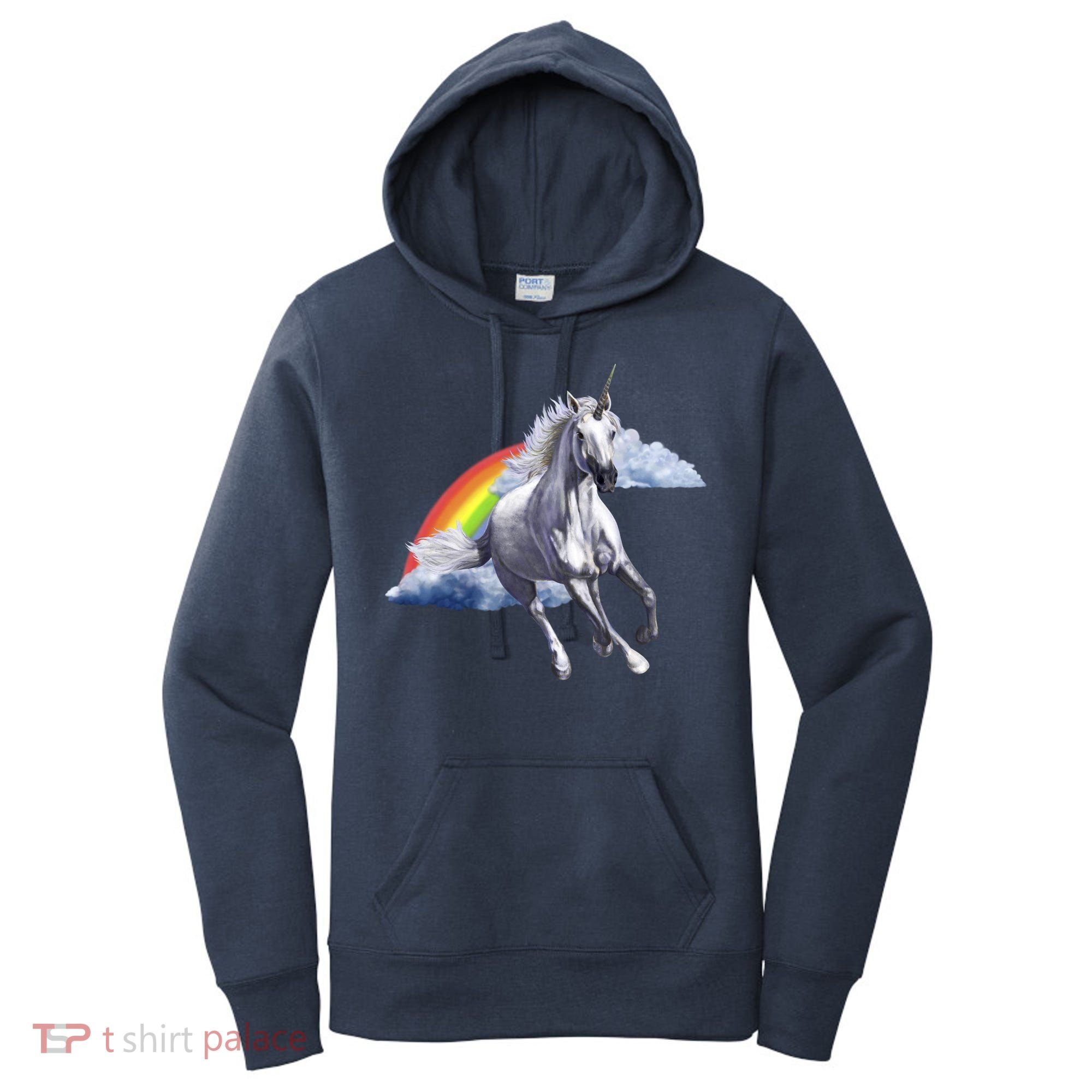 Magical Unicorn Horse Over Rainbow Women's Hoodie