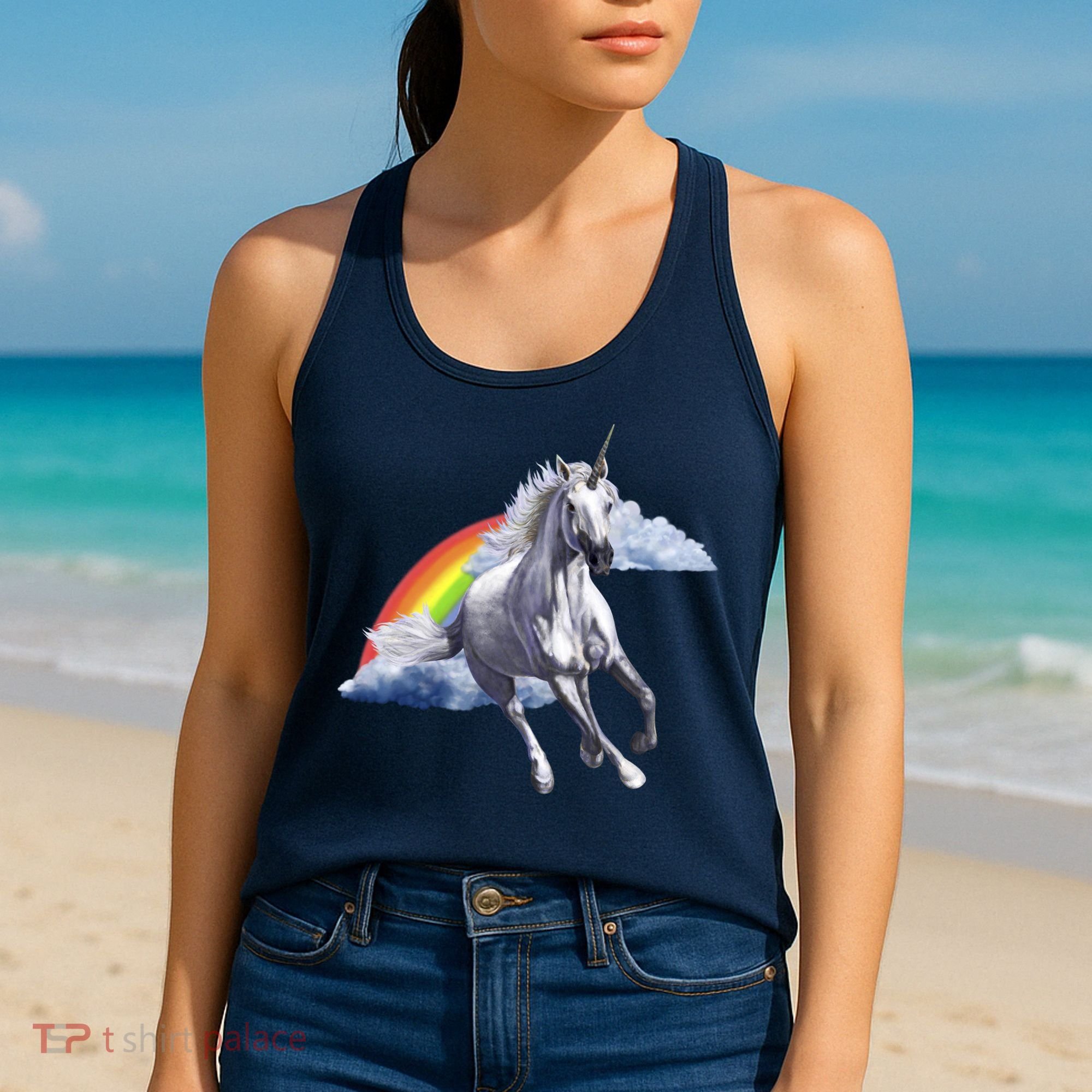 Magical Unicorn Horse Over Rainbow Women's Tank Top