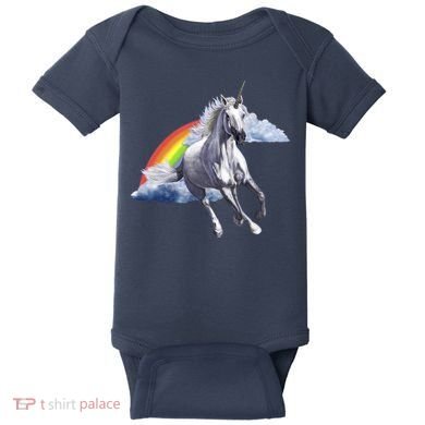 Magical Unicorn Horse Over Rainbow Baby Bodysuit