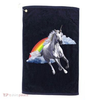 Magical Unicorn Horse Over Rainbow Golf Towel