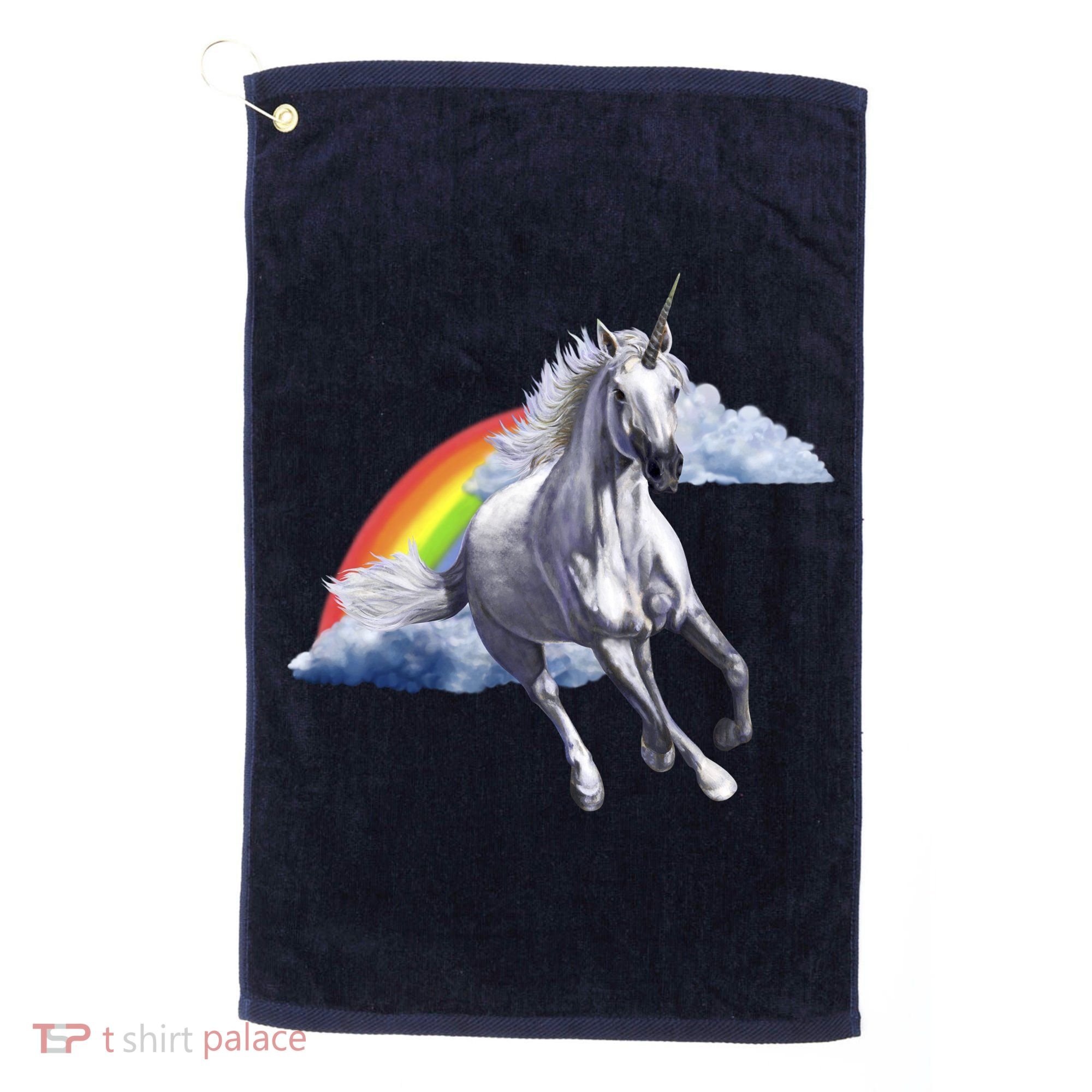 Magical Unicorn Horse Over Rainbow Golf Towel