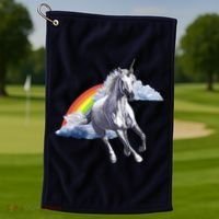 Magical Unicorn Horse Over Rainbow Golf Towel thumb 1
