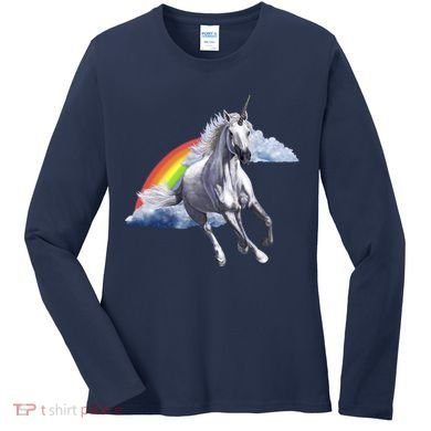 Magical Unicorn Horse Over Rainbow Women's Long Sleeve Shirt