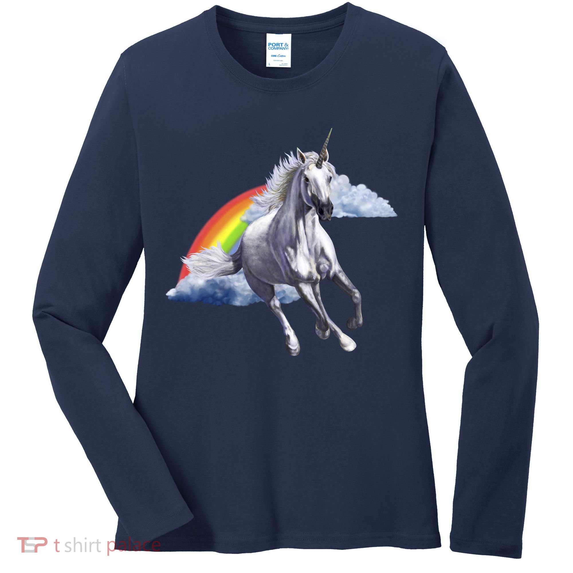 Magical Unicorn Horse Over Rainbow Women's Long Sleeve Shirt