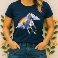 Magical Unicorn Horse Over Rainbow Women's T-Shirt thumb 2