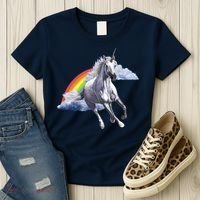 Magical Unicorn Horse Over Rainbow Women's T-Shirt thumb 3